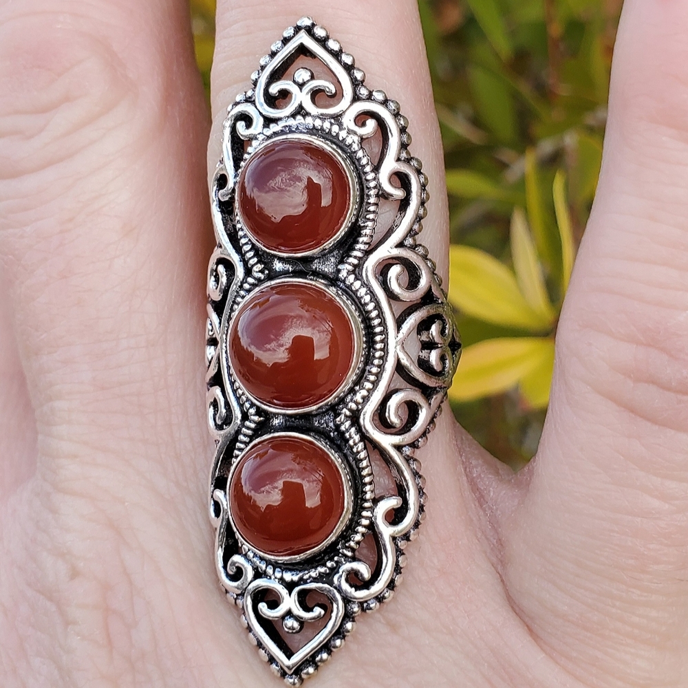 New Huge Unique Carnelian 925 Silver Statement Ring. - Picture 7 of 11